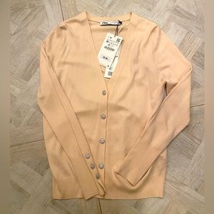 NWT Zara rhinestone buttons cardigan size medium